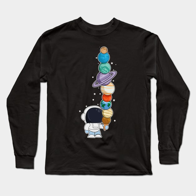 astronaut with ice cream Long Sleeve T-Shirt by PaperHead